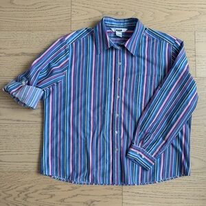 ALIA | Striped Button-Up Shirt, Roll-up Sleeves, Oversized, Women's US M/L